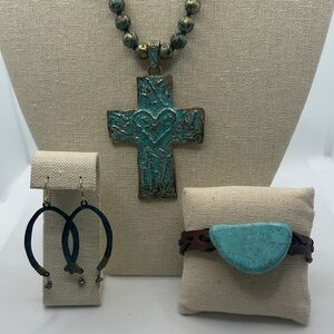 Turquoise Cross Necklace and Jewelry Set